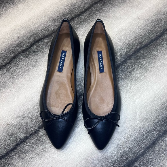 Margaux The Pointe Black Nappa Leather Point Toe Flats - Picture 1 of 8